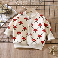 Cardigan en polaire tricoté pour bébé, chaud, imprimé dessin animé, vêtement d'extérieur pour enfants, manteau thermique doux pour tout-petits