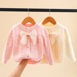 Tricot vente en gros, chandails décontractés tricotés à la main pour bébés filles et enfants - Product Image 1