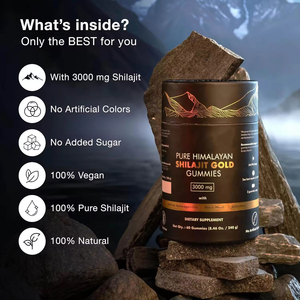 Gomitas de Shilajit del Himalaya OEM, Paquete de 60 Gomitas, Serie Oro, 85% Ácido Fúlvico Natural y Orgánico, Sin Azúcar Añadido, Salud Digestiva - Product Image 5