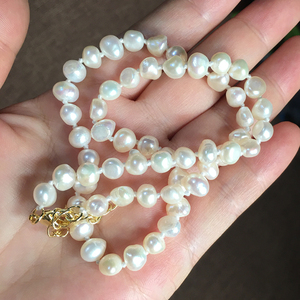 <span class=keywords><strong>Collana</strong></span> Choker 16 Pollici+5 CM, <span class=keywords><strong>Perle</strong></span> d'Acqua Dolce 100% Naturali, <span class=keywords><strong>Perle</strong></span> <span class=keywords><strong>Barocche</strong></span> 6 MM Annodate, Durevole, Chiusura Placcata in Oro 18k - Product Image 6