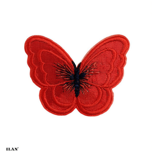 Applicazione a farfalla Ilan 5x4cm rossa termoadesiva per decorazione di abbigliamento - Product Image 2