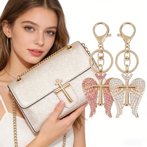 <span class=keywords><strong>Portachiavi</strong></span> di Lusso con Ali d'Angelo in Strass, Ciondolo a Croce con Diamanti, <span class=keywords><strong>Portachiavi</strong></span> Religioso, Ciondolo a Forma di Simbolo del Dollaro Dorato, Corona, Regalo per Signore - Product Image 4