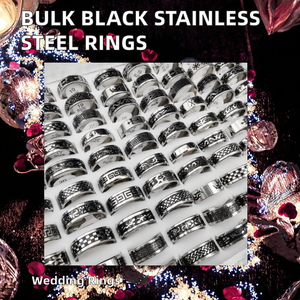 <span class=keywords><strong>Lot</strong></span> en gros de bagues noires mélangées de 8 mm pour hommes, en acier inoxydable, idéales pour mariage, fiançailles, cadeaux, fêtes, bijoux de mode - Product Image 2