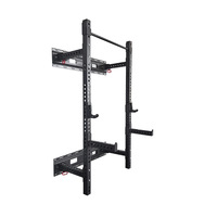 Barra de dominadas y sentadillas plegable de pared, ajustable, para entrenamiento de fuerza en casa