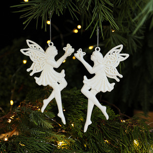 Árboles de Navidad Creativos, Adornos Colgantes de Plástico Blanco para Árbol de Navidad, Búho, Ángel, Llave, Botas, Decoraciones para el Hogar - Product Image 4
