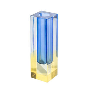 현대 간단한 북유럽 색상 크리스탈 유리 꽃병 장식품 사각형 기둥 거품 꽃 세트 가정 장식 - Product Image 2