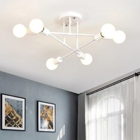 Plafonnier Sputnik moderne doré semi-encastré, lustre industriel de style mid-century pour chambre et salon