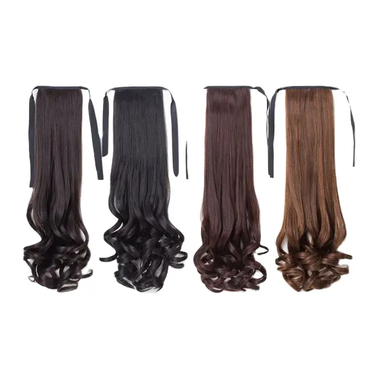 Extensión de pelo de cola de caballo con Clip rizado largo para mujer, vendaje de fibra mate de alta temperatura, pelo falso, Onda de agua, venta al por mayor, FX-HA03