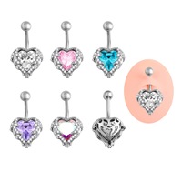 Offre Spéciale – Piercing de Nombril en Acier Inoxydable 316L avec Zircon, Pendentif Cœur, Bijoux pour Femme