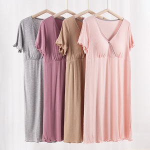 Pijamas de enfermería Maternidad Hospital Vestido de noche Encaje Embarazada Vestido de noche <span class=keywords><strong>Lactancia</strong></span> Ropa de <span class=keywords><strong>lactancia</strong></span> Tela suave - Product Image 2