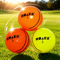 Balles de golf d'entraînement fluorescentes haute visibilité en deux parties, 42,6 mm, noyau en caoutchouc, pour jeu nocturne, couverture durable en Surlyn, 80-90, vente en gros
