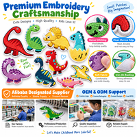 Patch brodé thermocollant ou à coudre pour enfants, motif dinosaures mignons (Triceratops, Stegosaurus, Pterodactyl), vente en gros