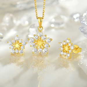 Collier pendentif flocon de neige de luxe plaqué or 18 carats, serti de zircon cubique, bijoux élégants pour femmes pour mariage, anniversaire - Product Image 4