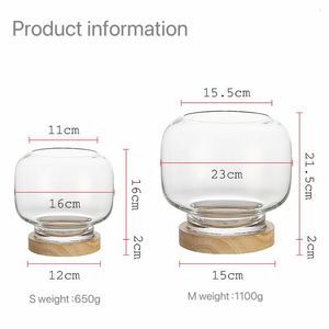 Moderne ronde glazen viskom met LED-verlichting voor thuis- of kantoordecoratie voor vissen - Product Image 4