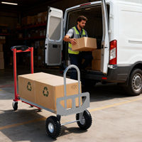 Chariot à plateforme pliable 2-en-1 robuste de 250 kg, chariot à main en acier industriel, chariot pliable pour outils
