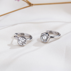 Boucles d'oreilles en or blanc 9 carats avec diamants de forme ronde Messi Jewelry MSE-896 pour femmes - Product Image 1