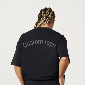 Grosir kaus produsen wanita bercetak silikon besar Kaus katun hitam <span class=keywords><strong>Streetwear</strong></span> polos - Product Image 3