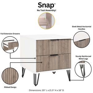 Nightstand <b>Rustic</b> Gray White 2 Drawer Storage <b>Cabinet</b> Modern Bedroom Furniture - Product Image 4