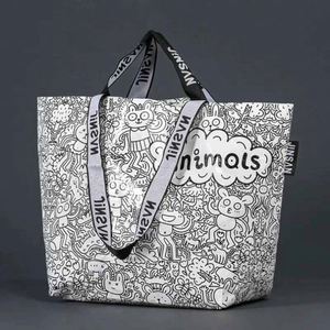 Nouveaux sacs de courses en plastique tissé personnalisés, imperméables, en polypropylène laminé, sacs fourre-tout réutilisables pliables avec logos pour usage commercial - Product Image 6