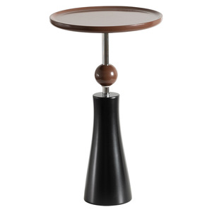 Small Round Coffee <b>Table</b> Wood Top Brown Base Decorative <b>Side</b> <b>Table</b> For Living Room - Product Image 5