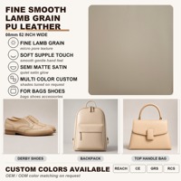 Cuir PU grainé d'agneau fin et lisse 0,8 mm 52 pouces de large pour sacs, chaussures, portefeuilles, petits accessoires, rouleau personnalisé en gros
