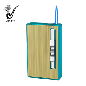 ไฟแช็คบุหรี่แบบอัตโนมัติเปลวไฟสีฟ้า เรืองแสง ใช้แ<span class=keywords><strong>ก</strong></span>๊สบิวเทนแบบเติมได้ พร้อมไฟสำหรับตั้งแคมป์ในตัว แถมกล่องใส่บุหรี่ 20 ชิ้น - Product Image 4