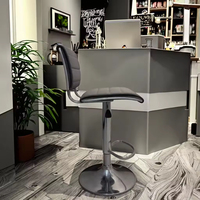 Tabouret de bar commercial moderne et minimaliste à hauteur réglable avec tissu gris et structure métallique, pivotant à 360 degrés, durable, pour usage hôtelier