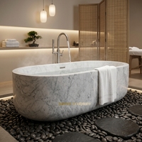 Baignoire de luxe moderne en marbre de Carrare JUNREN, cuve en pierre naturelle pour villas, design salle de bain