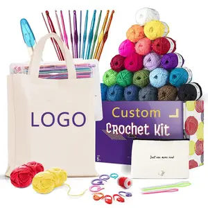 En gros 73 Pièces Crochet Kit Polyester 100g Acrylique 8 plis Crochet Lait Coton Lana Laine Fil Mélangé pour Tricotage