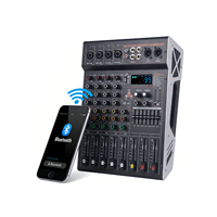 Console de mixage audio professionnelle 4 canaux 2x250W avec 99 effets DSP, contrôleur DJ/consolé de mixage audio pour diffusion en direct et studio d'enregistrement