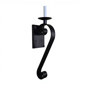 Durable Iron <b>Metal</b> Wall Mounted <b>Candle</b> <b>Holder</b> <b>Black</b> Finished Perfect For Home Event Bedroom Holiday Lighting Decoration - Product Image 1