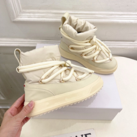 Bottes d'hiver pour femmes à plateforme haute en duvet de canard blanc, cordon de serrage, chaudes, imperméables, antidérapantes, bottes de créateur, chaussures de marque célèbre