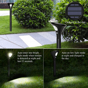 Lámpara Solar LED para Exteriores, Impermeable IP65, Color Negro, Temperatura de Color 3000K/6000K, 1 Año de Garantía, para Jardín, Césped, Puerta, Entrada, Seguridad - Product Image 3