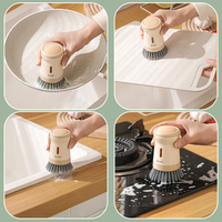 Brosse de nettoyage écologique de type raclette pour casseroles, matériaux ABS+TPR+PP+PET, design minimaliste, montage mural