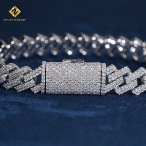 Lab Grown Diamond <b>Bracelet</b> Popular 12mm Cuban <b>Chain</b> Cuban Link <b>Chain</b> Necklace <b>Bracelet</b> <b>Men</b> Iced Out Diamond 925 - Product Image 2