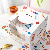 Boîte à gâteau en papier personnalisée avec poignées, boîte pliante avec fenêtre transparente en PET, boîtes de boulangerie pour gâteaux
