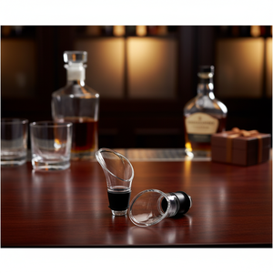 Di lusso classico Decanter beccuccio Set di 2 vetro borosilicato versatori di vino con Logo personalizzato per Whisky e regali - Product Image 3