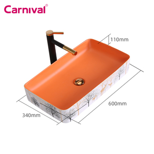 Nessun foro in ceramica di buona qualità rettangolo stampa a colori elegante lavabo in ceramica da <span class=keywords><strong>bagno</strong></span> - Product Image 6