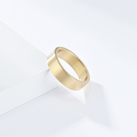 Breiter Gebürsteter 18K Vergoldeter Edelstahl-Bandring Geometrisch Minimalistisch Unisex Matt-Finish Stapelbarer Fingerring Schlicht Neutral
