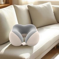 Oreiller de voyage ergonomique en mousse à mémoire de forme en U avec sac de rangement pour avion, train, bureau