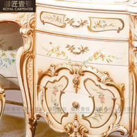 Meuble de chambre à coucher en bois massif de style victorien européen, table de toilette de luxe pour villa et palais, table de toilette pour femme en or français sculpté