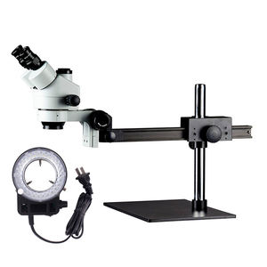 Efix — Microscope trinoculaire stéréo à support simple, avec Zoom 7x-45x, simulateur de focale d'objectif, longue Distance de travail, appareil LED à anneau lumineux - Product Image 1