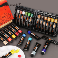 Panwenbo 24 couleurs ensemble de peinture acrylique professionnel 22ml support écologique pour la peinture sur toile papier de verre