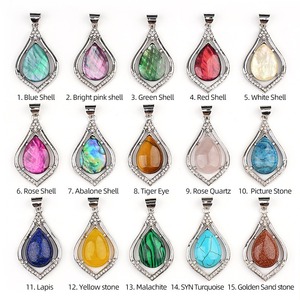 Wonderful Teardrop Gemstone <strong>with</strong> Pave Diamond <strong>Pendant</strong> Water <strong>Drop</strong> Gemstone <strong>Pendant</strong> <strong>with</strong> <strong>Cord</strong> Handmade Jewelry Gift for Her - Product Image 2