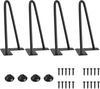 Robuste Haarnadel-Möbelbeine, Schwarz, 4 Stück, Metall für TV-Ständer, Sofa, Schrank usw. mit Gummibodenschonern