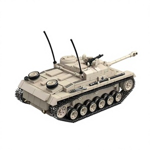 100307 pour garçons LESHOW WW2 Chars allemands StuG <span class=keywords><strong>III</strong></span> en plastique ABS, mini-armes, figurines de soldats, jouet de construction et de bricolage - Product Image 1