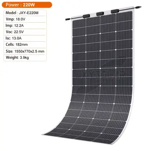 Panel surya fleksibel Travel 220 Watt 18 Volt, panel surya untuk global rotters
