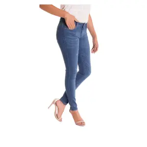 Mode Harga Grosir Wanita Trendi Mencuci Pinggang Tinggi Kasual Lurus Jeans untuk Wanita Disesuaikan Anak Perempuan Jeans Denim Celana
