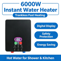 Chauffe-eau électrique instantané en acier inoxydable avec élément chauffant, commandes tactiles, écran LED, IPX4, en plastique, pour voiture, extérieur, garage