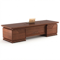 Bureau de direction moderne de luxe en bois massif avec armoire latérale, chaise en cuir et bibliothèque pour PDG, directeur, mobilier commercial